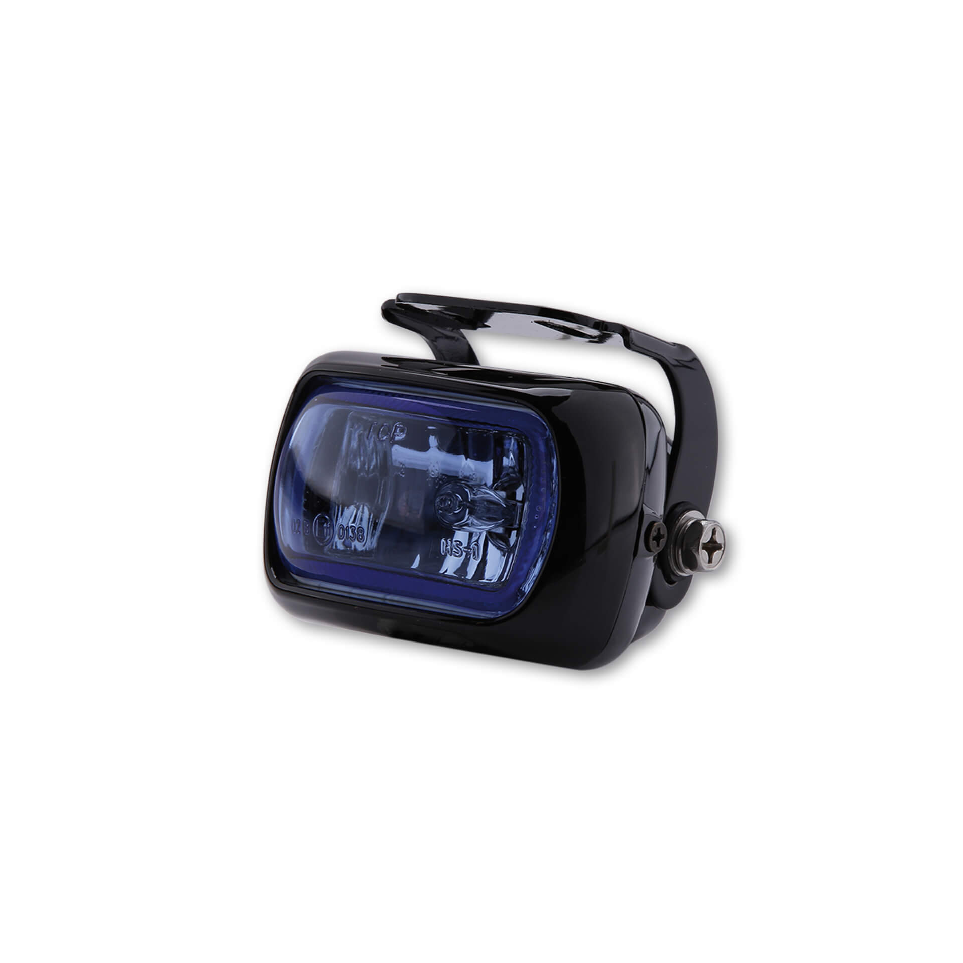 shin_yo Nebelscheinwerfer schwarzes Alugehäuse mit Halter, Glas blau
